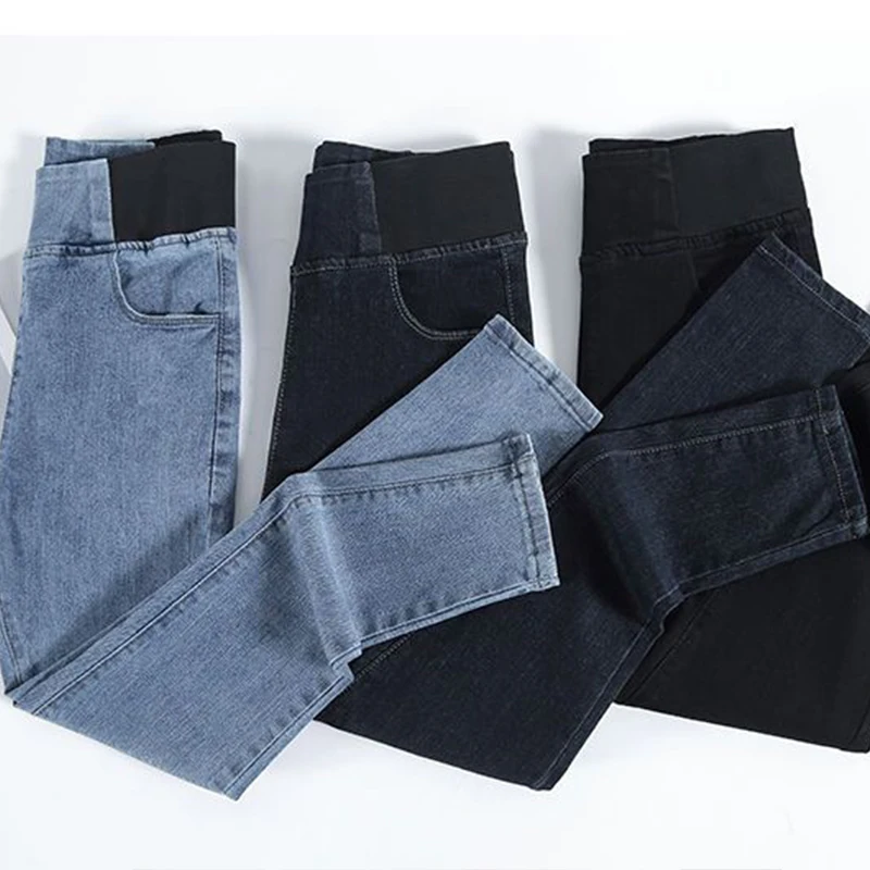 Women's Autumn Winter High Waisted Plus Velvet Fashion Jeans Casual Versatile Solid Elegant Pants Thick Sexy Silm Lady Trousers
