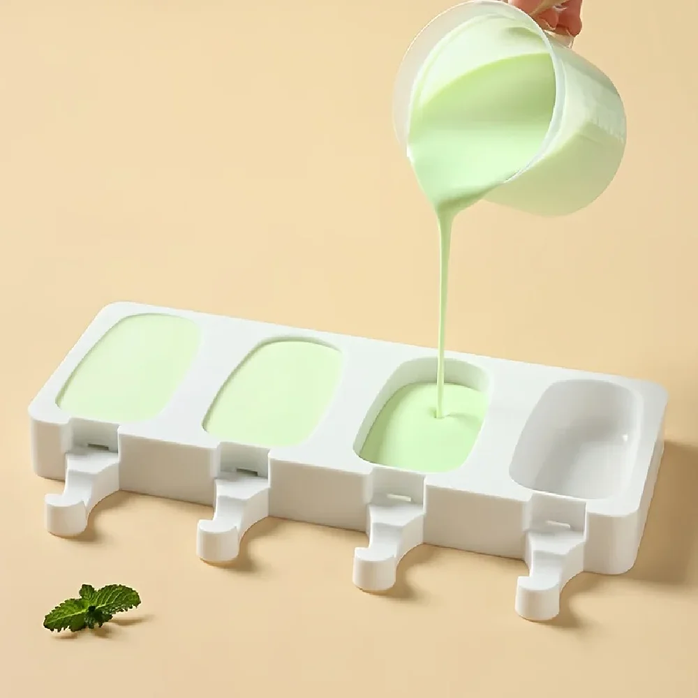 4/8 Hole Food Grade Silicone Ice Cream Mold Ice Pop Cube Popsicle Mold Dessert DIY Magnum Cake Mold Ice Cream Maker