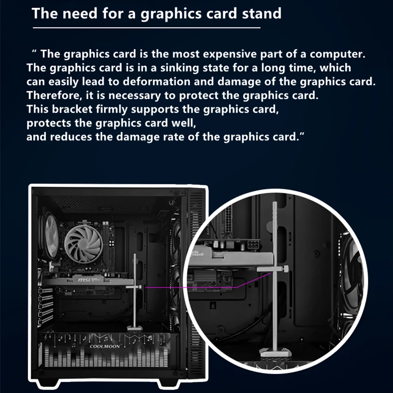 gráfica, Video GPU Holder Stand, Jack ajustável