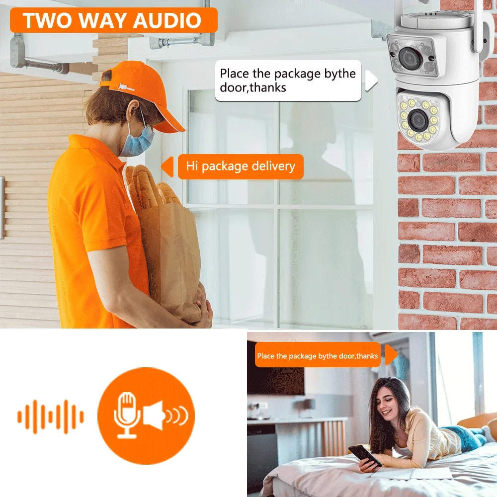 Security Camera 10MP Dual-Lens Wifi Tuya PTZ Outdoor 4K Dual Screen Security Protection IP Camera Color Night Vision Video Surveillance security camera