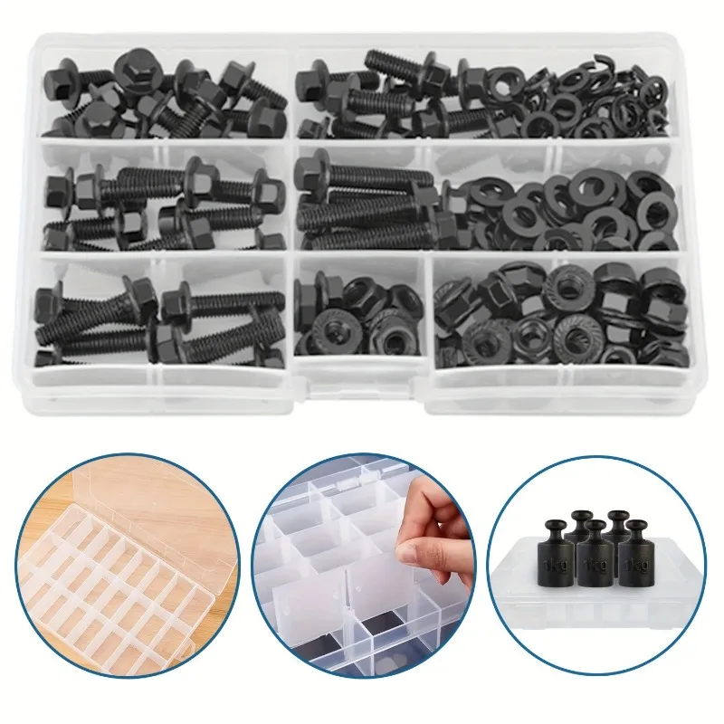 VKKM 212 pcs M6 Hex Cap Flange Bolt Assortment Kit/Screws, Nuts & Washers/Black Oxide, M6-1.0 x 12/20/25/30/35mm