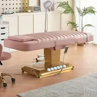 Lit de beauté électrique de luxe léger avec base dorée, lit de massage réglable pour salon de beauté, lit de massage thérapeutique pour SPA médical et esthétique 2
