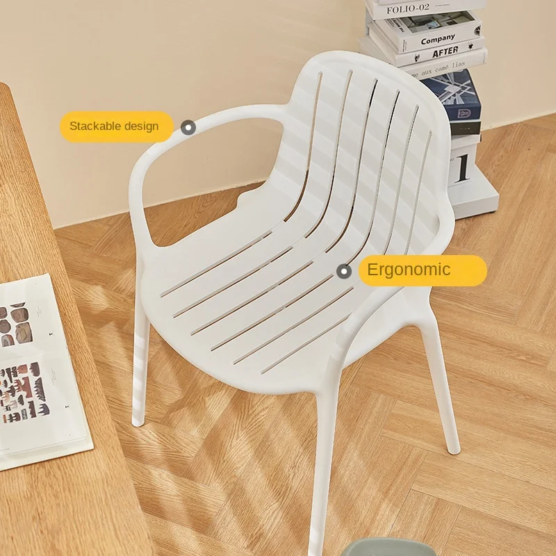 Plastic Dining Chair Home Stacked Nordic Chair Simple Armrest Armchair Ins Restaurant Dining Table And Stool