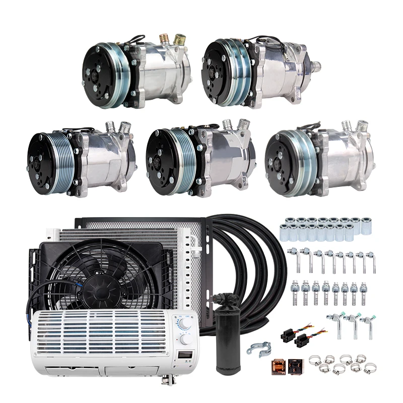 Universal Wall-mounted A/C Air Conditioner 12V 24V System Climate for Heavy Duty Truck Van Tractor Excavator Engineering Vehicle