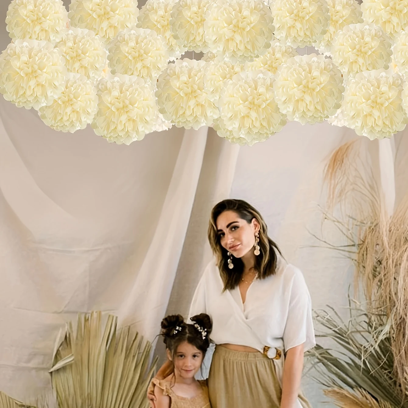 10 Stück 8 Zoll 10 Zoll Papierblumen-Pompons im böhmischen Stil – perfekt für Verlobungsdekorationen, Junggesellenabschiede, Geburtstage – Detail 9