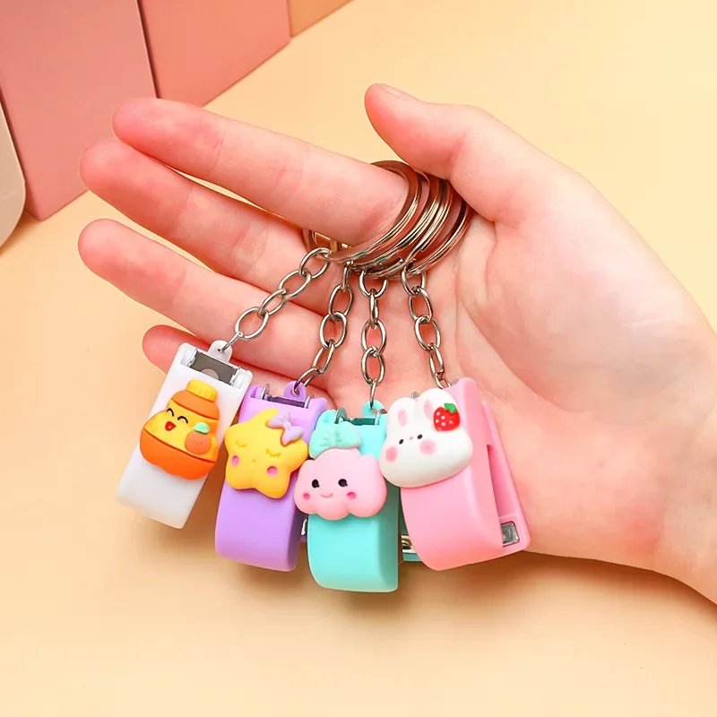 Push Stapler Mini Stapler Set Hand Stapler Rotatable Stapler Metal Stapler Cartoon Mini Stapler 10# Keychain Portable Stapler for Students Office School Binding Supplies
