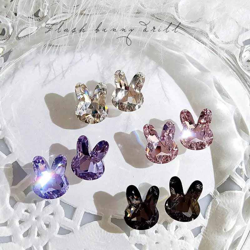 

5Pcs/Bag Rabbit Strass Crystal Stone Colorful Charm Point Back K9 Glass Nail Rhinestones Diamond For Easter Gift