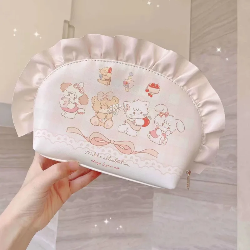 

Косметичка Kawaii большой вместимости в японском стиле, розовая Милая дизайнерская косметичка с мультяшным принтом, Женская Повседневная косметичка, универсальные сумки
