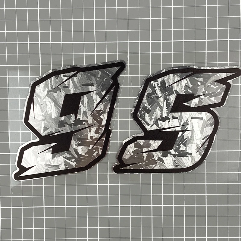 1PC Silver Carbon Fiber Vinyl 0123456789 Motorcycle Number Stickers Waterproof for Helemt Front Windshield Scooter Vinyl Decals