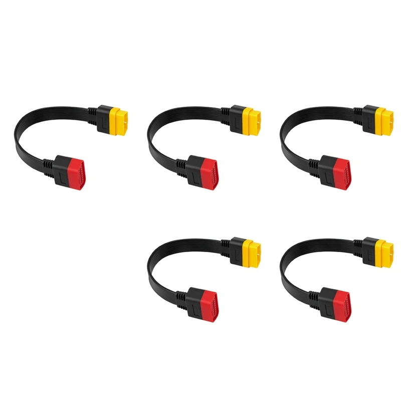 

5X New OBD OBD2 Extension Cable Connector For Launch X431 V/Easydiag 3.0/Mdiag/Golo Main 16Pin Male To Female Cable 36Cm