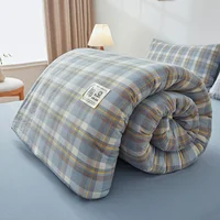 Couette nordique en coton 100% pour lit double, couette d'hiver King size 220x240 cm, couette à carreaux d'hiver queen simple 5
