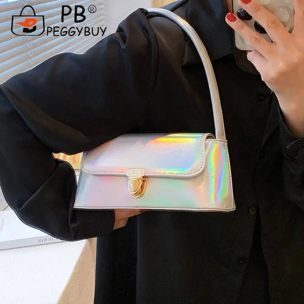 PU Leather Handbags Fashion Underarm Bag Solid Color Armpit Bag Elegant  Girl Purse Female Clutch Totes Bags Women Crescent Bag