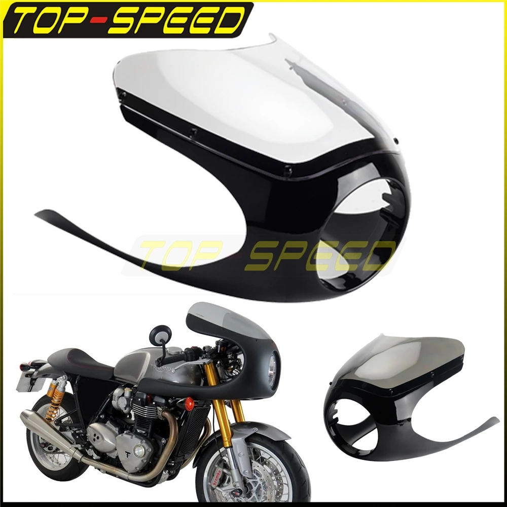 

Cafe Racer Style Half Fairing 6-1/4" Headlight Windshield Mask Cowl For Norton Max Suzuki GN GT GR GZ Honda CB CM BMW R6 60 80