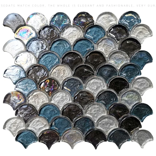 Non -sliiop blue  scale glass tile mosaic for kitchen backsplash 12 1pcs fish scale dishcloths super absorbent cleaning cloths scouring pads kitchen washing dish rags glass windows wipe towel