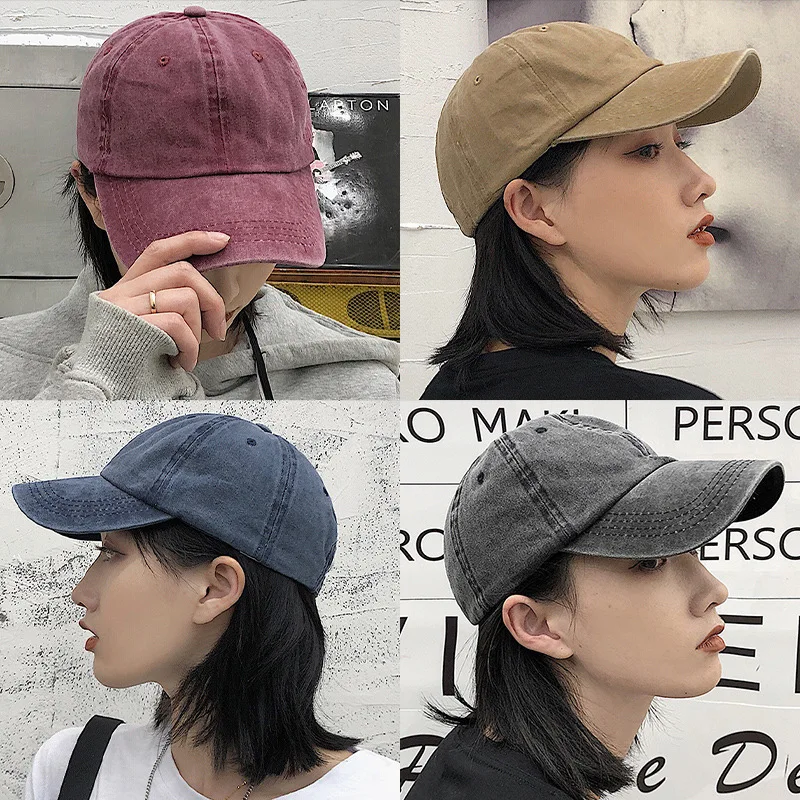 Spring Summer Baseball Cap Unisex Vintage Washable Cotton
