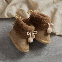 Autumn Winter Warm Newborn Girls Boys Snow Boots Solid Pompom Toddler Baby Soft Sole First Walker Fluffy Cute Non Slip Shoes 4