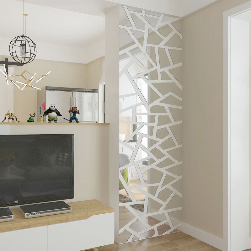Mirror Geometric Shape 3d Crystal Acrylic Wall Stickers TV Background DIY Art Wall Decor Decals Living Room Decoration
