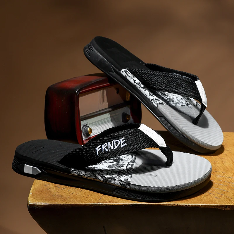 High Quality Men Flip Flops Summer Beach Flip Flops Men Breathable Casual Men Beach Slippers Outdoor Ethnic Style Fashion Print - 6