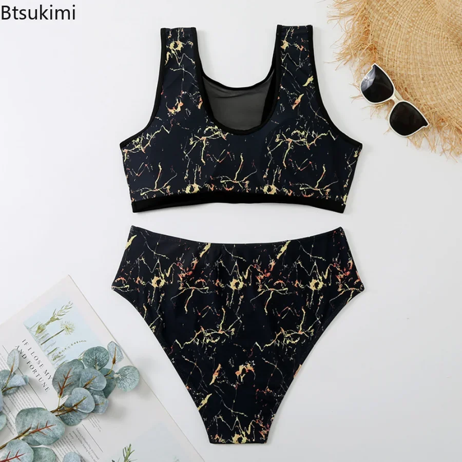 2024 Women's Summer Oversized Swimsuits Two Pieces Bathing Suits for Fat Women Slim Fit Hollow Out Bikini Sets Female Beachwear