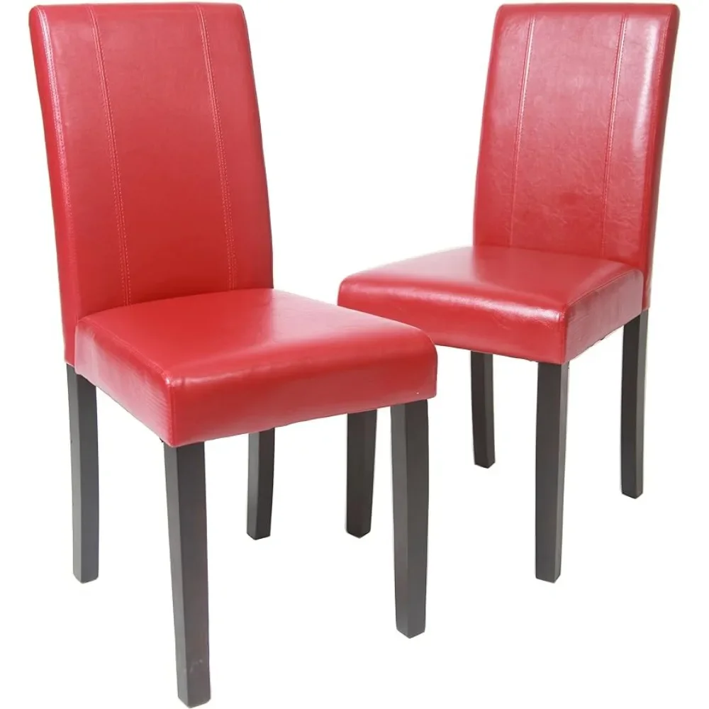 

Городской стиль, твердая древесина, искусственная кожа, мягкий стул Parson, стулья для гостиной, обеденный стол, красный мобильный комплект из 2 бесплатных грузов