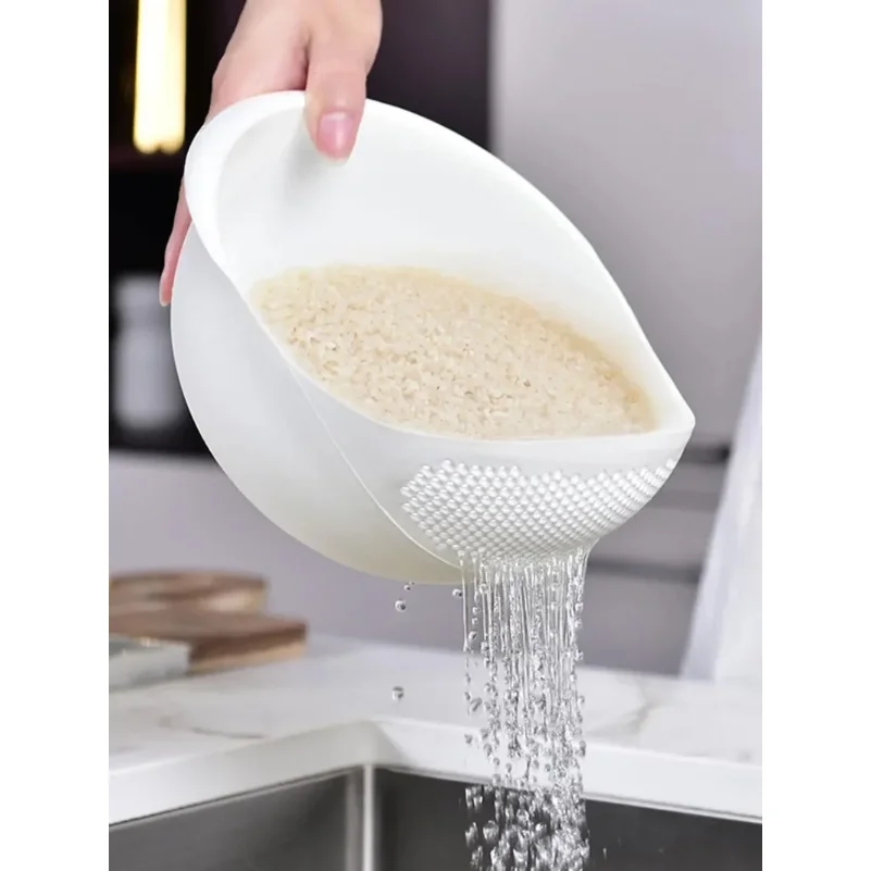 1PC- Silicone Colander Rice Bowl Drain Basket Fruit Bowl Washing Drain Basket with Handle Washing Basket Home Kitchen Organizer 4