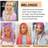 Perruque de cheveux humains blonds 613 Body Wave de 30-40 pouces, perruque frontale en dentelle HD transparente 13x6, perruques brésiliennes colorées densité 250 4