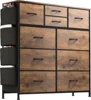 10 Drawer Dresser, Chest of Drawers for Bedroom with Side Pockets and Hooks, PU Sturdy Steel Frame, Organizer, Closet (White) 1