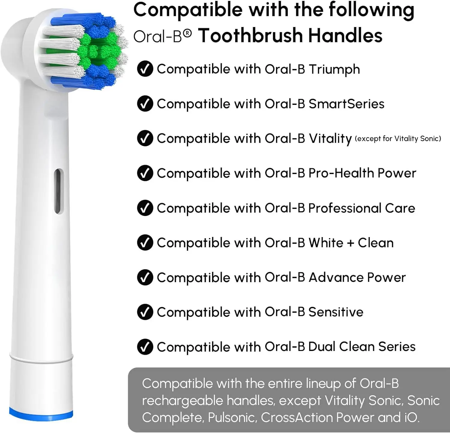 Oral B 전동 칫솔 Pro 1000 Pro 3000 Pro 5000 Pro 7000 Vitality용 칫솔 교체 헤드 리필