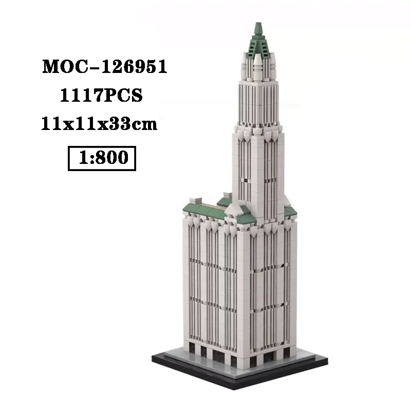 

Building block MOC-126951 Woolworth Building 1:800 high difficulty splicing building block 1117PCS adult and children's toy gift