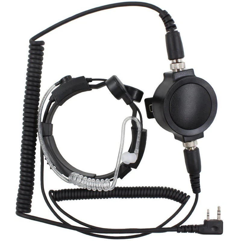 Baofeng UV-5R Walkie Talkie Tactical Round Big PTT Mic Earpiece Throat Headset Microphone NATO Plug for UV-82 888S Kenwood Radio d type tactical headset adjustable microphone stick nato plug for z tactical u94 ptt for baofeng motorola yaesu kenwood