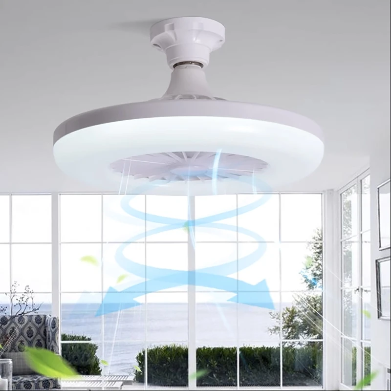 Ceiling Fan 48/60W Lighting Lamp E27 Converter Base Remote Control 3 Speeds 360&deg; for Bedroom Living Home
