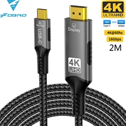 4K USB - C to HDMI Cable Adapter - 60Hz Nylon Braided Premium Cable (4K USB C to HDMI - 2M)