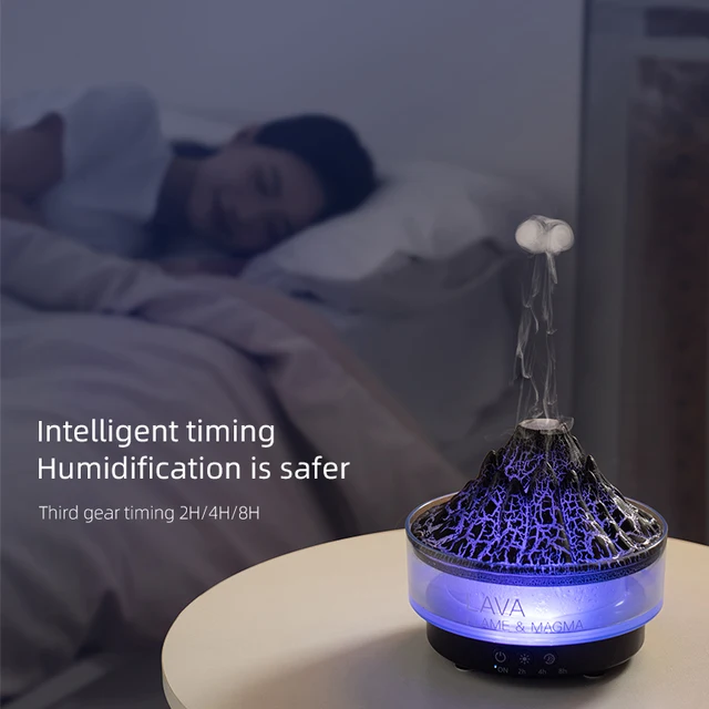Volcano Flame Diffuser Essential Oil Diffusers for Home Bedroom Air Humidifier Remote Control 7 Colours Lights Timer shutdown 4