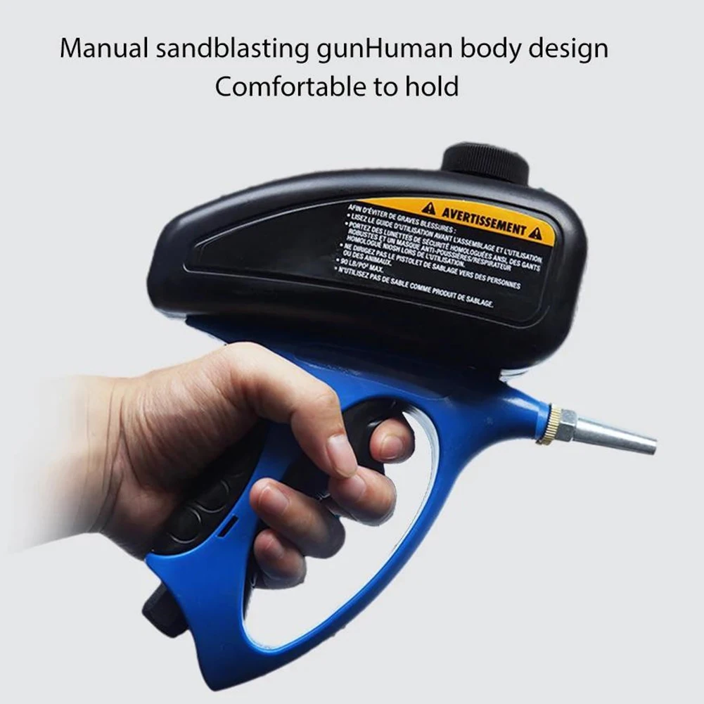 90 PSI Portable Gravity Sandblasting Gun with Nozzle&Gloves Pneumatic Sandblaster Removing Spot Rust Blasting Device