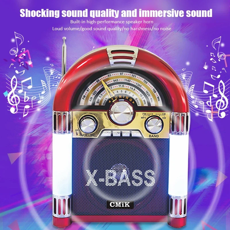 Portable Retro Radio Wireless Bluetooth Speaker Card Audio Home FM Medium Wave Short Wave Stereo Radio Receiver Support 220V110V Bluetooth Speaker Portable Speaker Audio Speakers