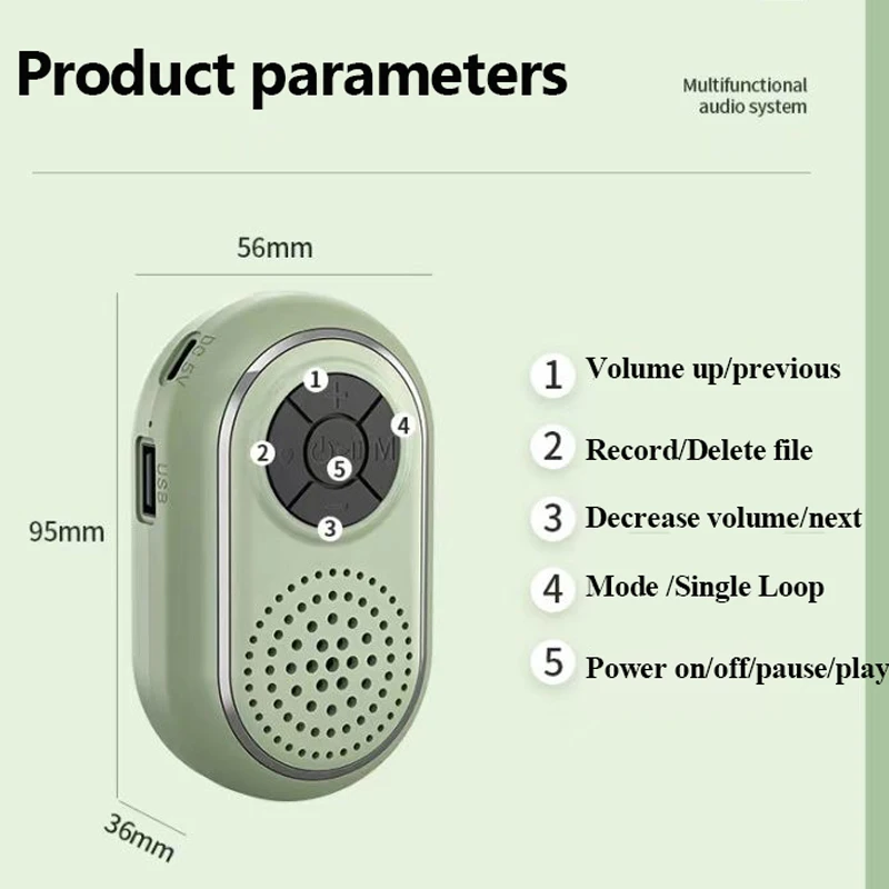 Mini Pocket Bluetooth Speaker Portable TWS Stereo Bluetooth Soundbar Wireless MP3 Music Player Recorder Support FM Radio TF USB