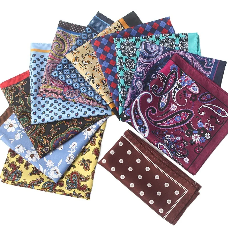 32cm Pocket Square Rayon Silk Print Mens Hanky Polka Dot Floral Paisley Handkerchief Fashion Classic Wedding Party Pocket Square pocket square mini handkerchief