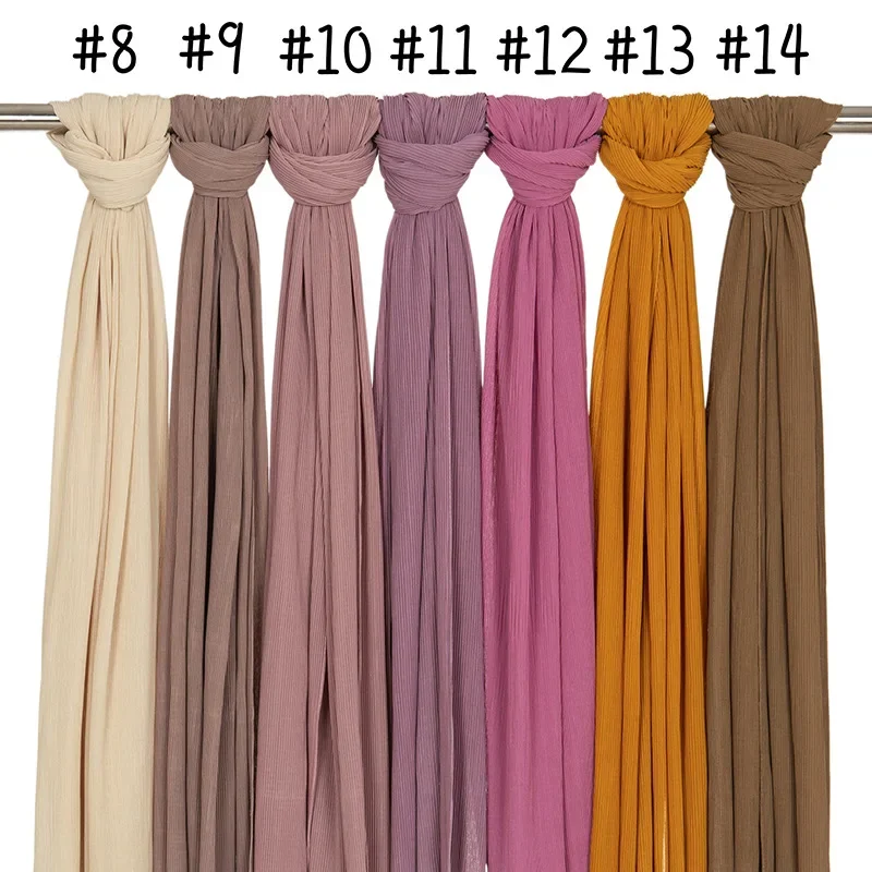 Big Size Crinkle Chiffon Hijabs for Woman Pleated Scarf Hijab Hood Women Shawls High Quality Muslim Headband Wraps Turbans