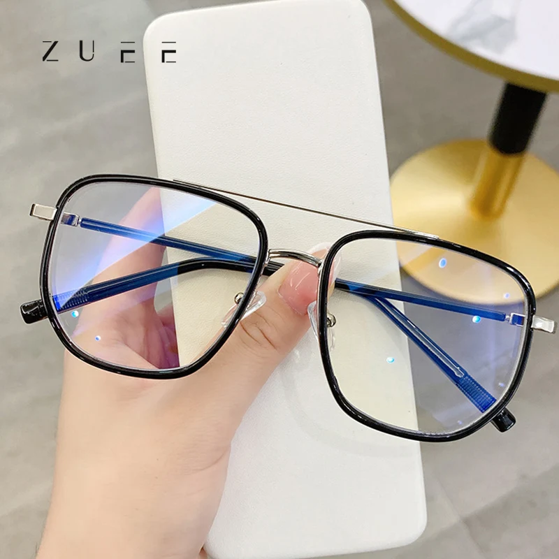 

Винтажные очки ZUEE для мужчин и женщин, квадратные, с двойным лучом, с защитой от сисветильник, для работы за компьютером, готовые Рецептурные очки