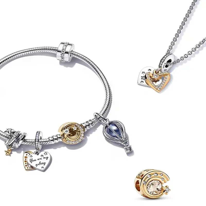 New Hot Selling High Quality Original Women's 925 Sterling Silver Heart Necklace Set DIY Pendant Jewelry Fashion Sweet Style