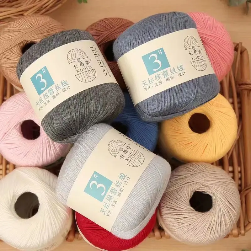 40g Mercerized Lace Cotton Yarn Soft Silk Hand Knitting Crochet Thin Lace Yarn for Shawl Sweater Glove Knitted Handicrafts 4