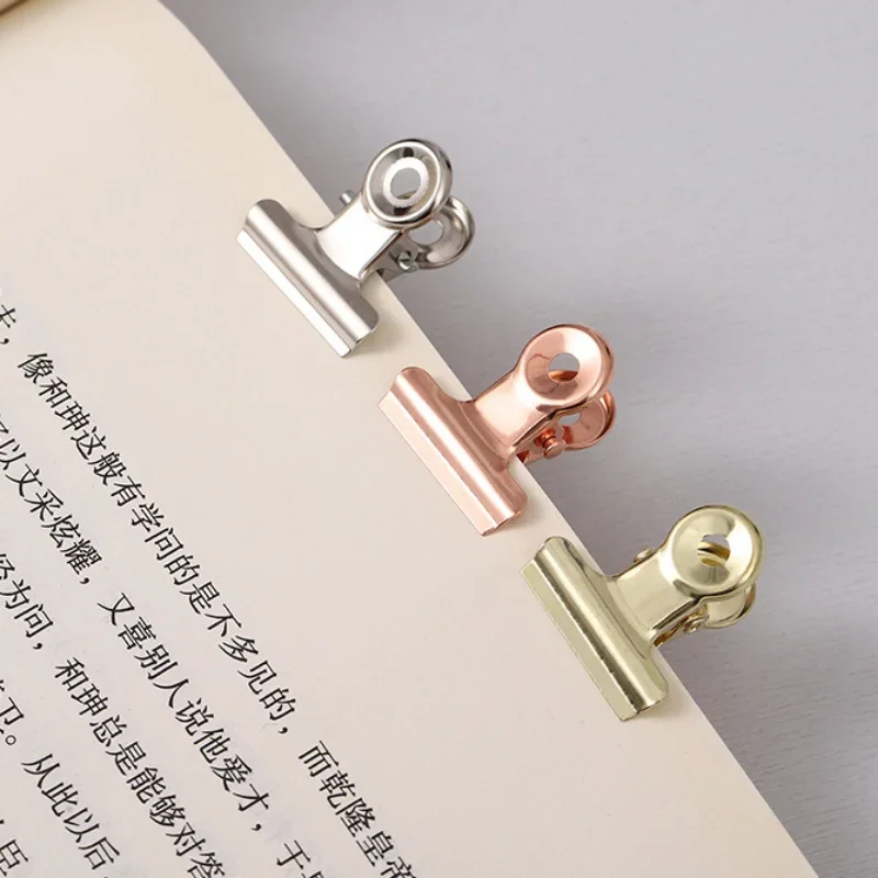 

12pcs/box Round Handle Metal Paper Clips Bookmark Clips Memo Pad Papers Clips for Students Staff Loose Leaf Tickets Holder Clip