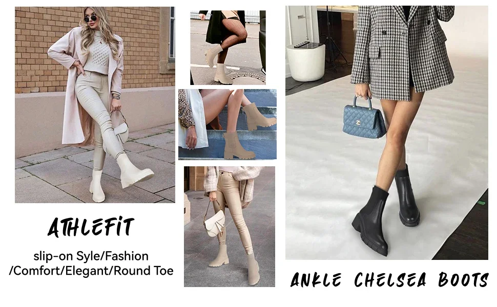 women's chelsea boots winter women lug sole boots for women fashion elastic ankle boots for women