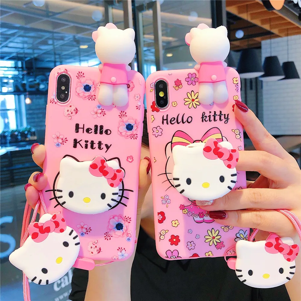 Hello Kitty Per Huawei P20 P30 P40 Lite Pro Y9 Y9 Prime Y9S Mate 10 20 Lite Custodia Per Telefono Con Corda Di Supporto