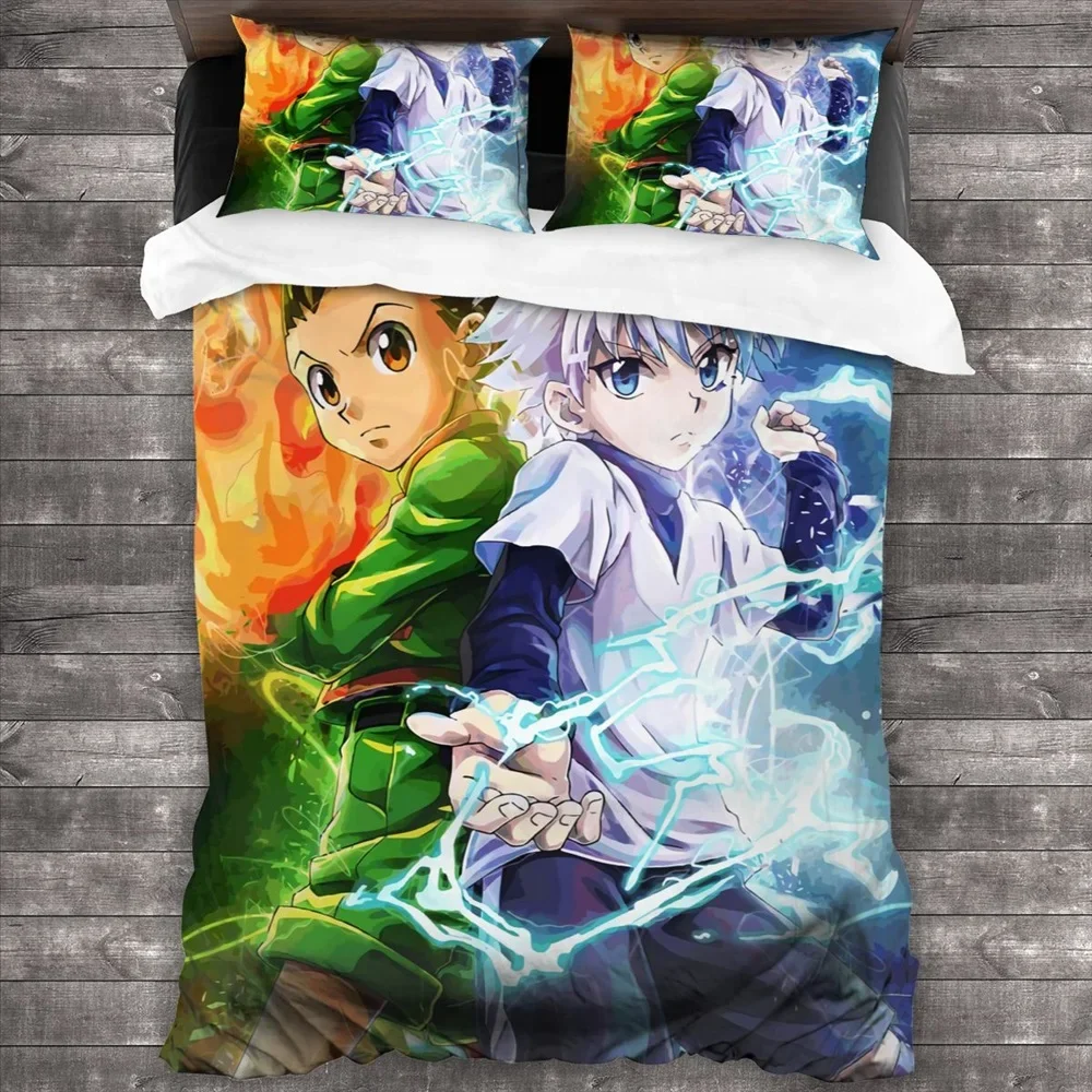 Anime Hunter X Hunter Bedding Set 3 Pieces Cartoon Duvet Cover Quilt Cover Japanese Manga Home Textiles Bedroom Decor