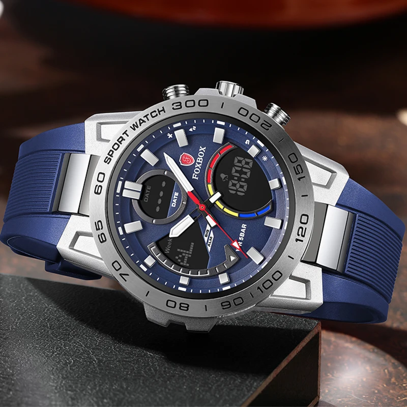LIGE Top Brand  Military Watch Sports Watches For Man 50Bar Waterproof  Digital Dual Display Wristwatches Men 2024 Relogios