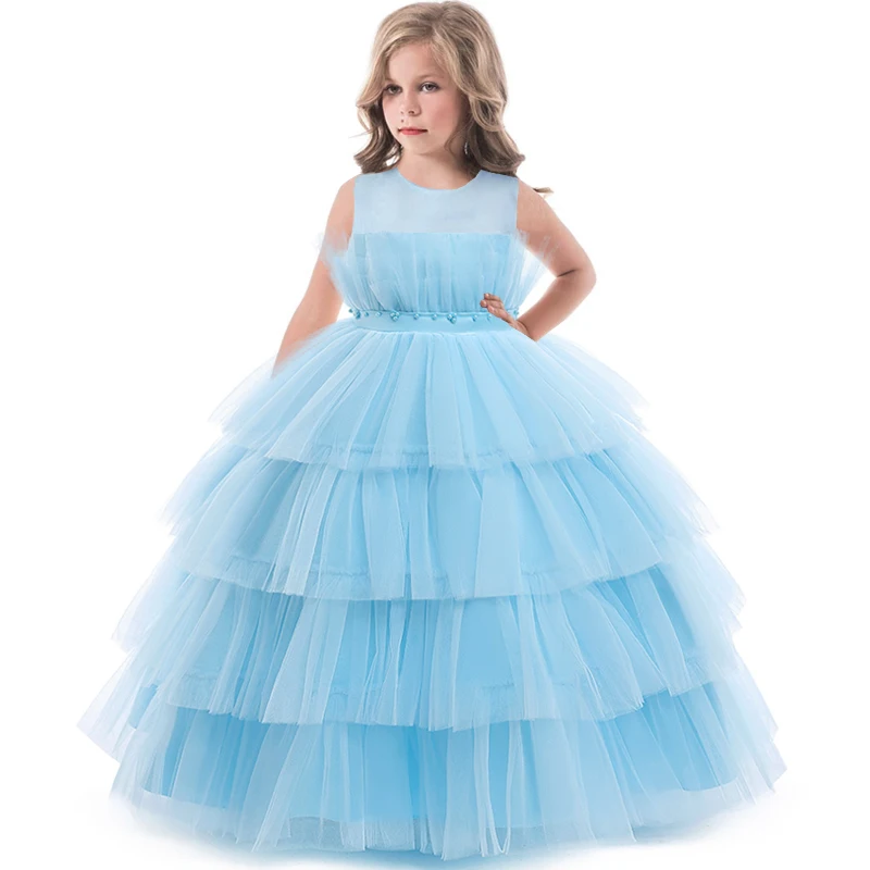 Summer White Bridesmaid Girl Party Dress Wedding Dress Kids Dresses For Girls Children Costumes Princess 10 12 Years