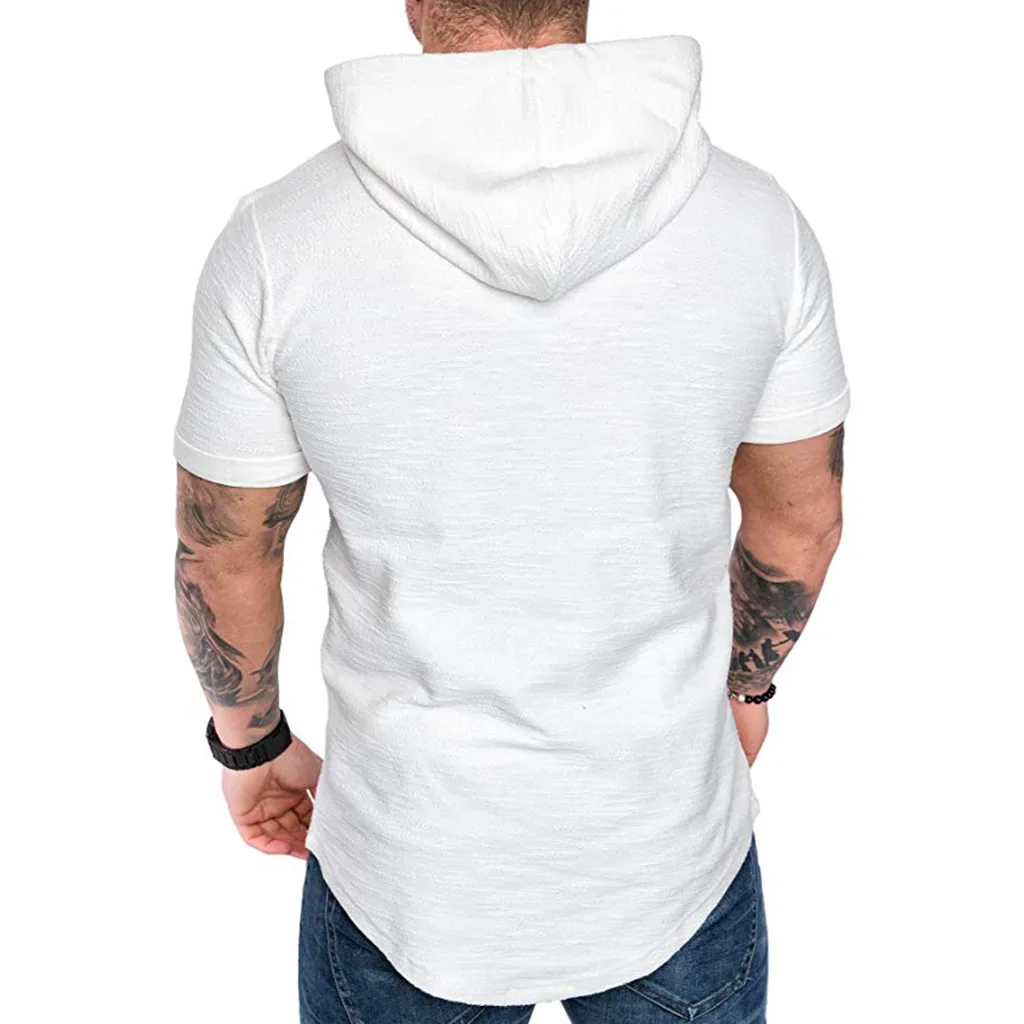2023 New Men's Hoodie Sweatshirt Short Sleeve Men's Hoodie Sweatshirt Casual Solid Color Men's Hoodie Tight Harajuku Sweatshirts