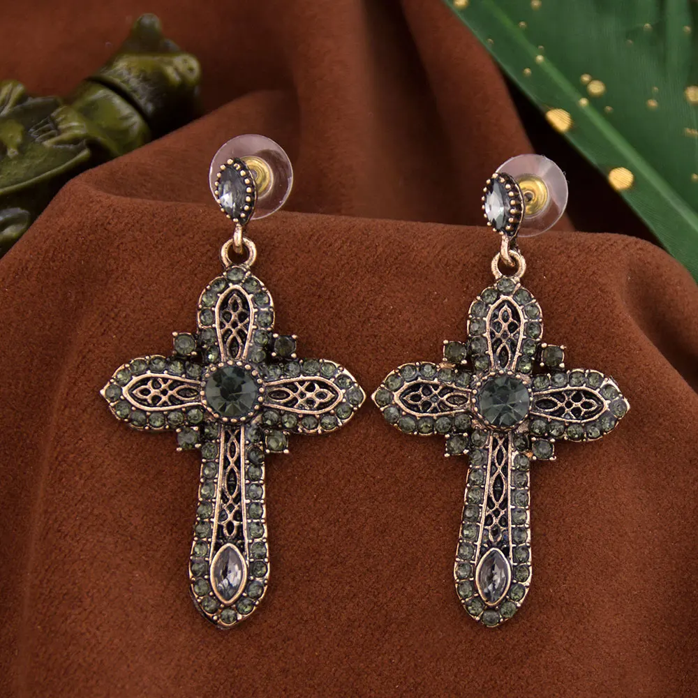 【みゃー】SUNSEA HOLY CROSS ピンズセット　十字型 Sunspicems Vintage Turk Cross Earring Long Dangle Earring