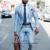 Fashion Business Slim Fit Suits For Men 2 Piece Jacket Pants Set Formal Groom Wedding Party Tuxedos Trajes Elegantes Para Hombre 2